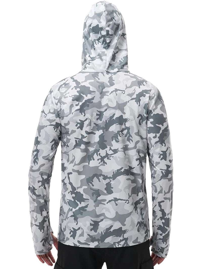 Shirt Camo Print Hoodie with Built-in Face Mask