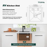RV Kitchen Sink, 13 x 15 x 9 Inch Undermount Sink