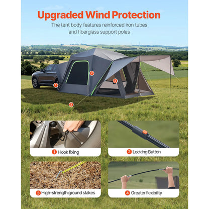 SUV Tent for Camping with Shade Awning and Mesh Windows