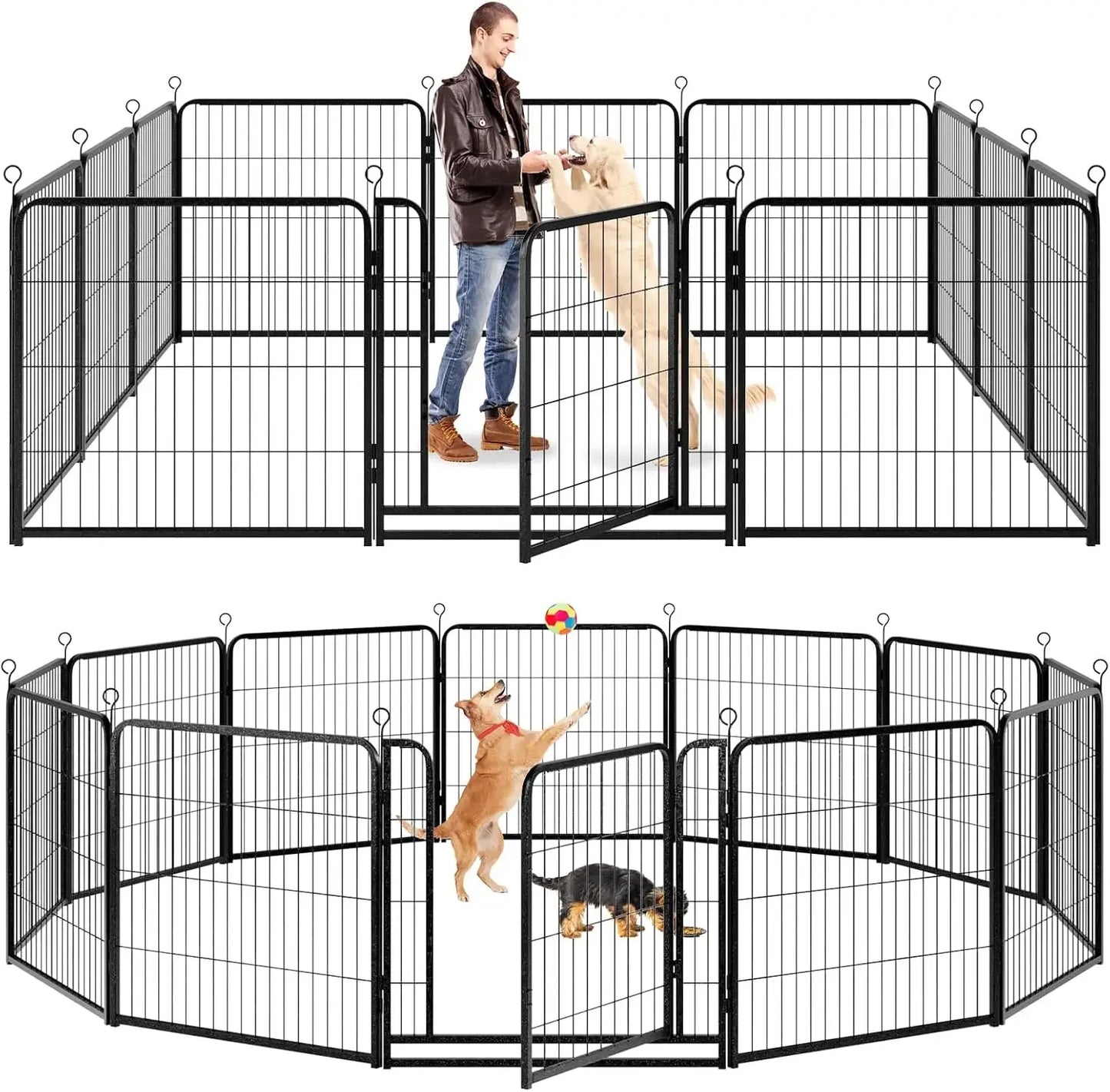 Dog Playpen Outdoor Extra Wide 40" High Rust Resistant Portable RV Campground with Gates, Total 84 Feet, 561 Square Feet