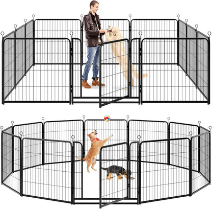 Dog Playpen Outdoor Extra Wide 40" High Rust Resistant Portable RV Campground with Gates, Total 84 Feet, 561 Square Feet