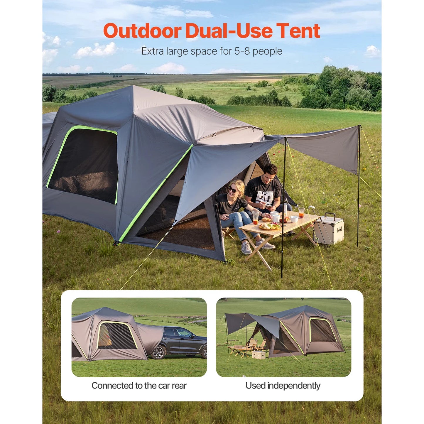 SUV Tent for Camping with Shade Awning and Mesh Windows