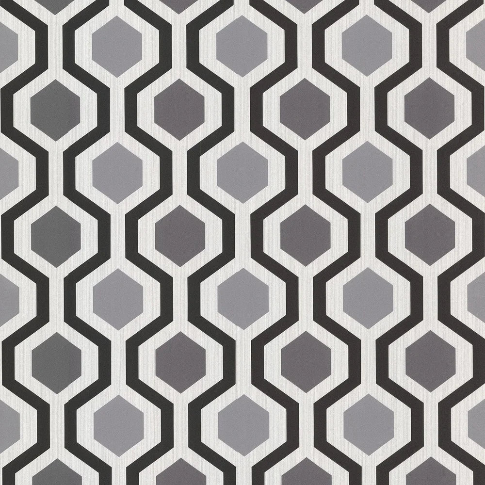 Modern Geometric Wallpaper 
Non Woven Washable  Black Grey White 20.5in x 33ft Covers 56.4sqft  Design