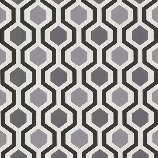 Modern Geometric Wallpaper 
Non Woven Washable  Black Grey White 20.5in x 33ft Covers 56.4sqft  Design