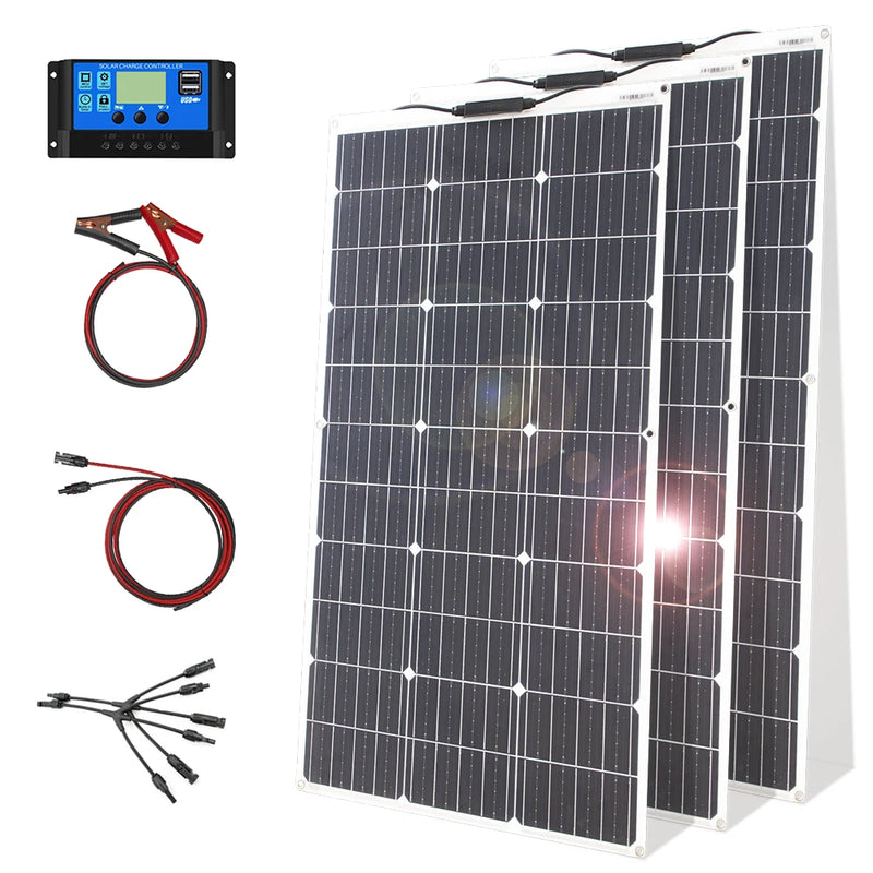 12V Flexible Waterproof Solar Panel Kit with Controller