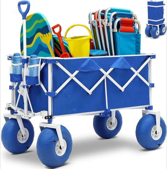 Heavy Duty Beach Wagon with 9" Big Sand-Proof Wheels