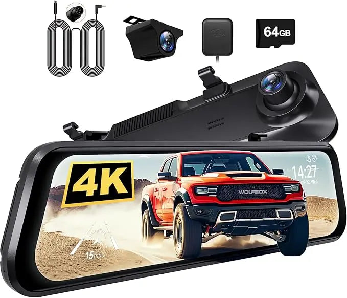 WIFI Rearview Mirror and Dash Cam with Voice Control