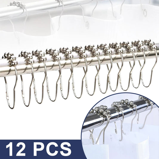 12pcs/set Stainless Steel Curtain Hooks