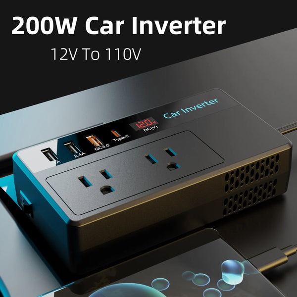 200W Car Inverter DC 12V To 110V AC