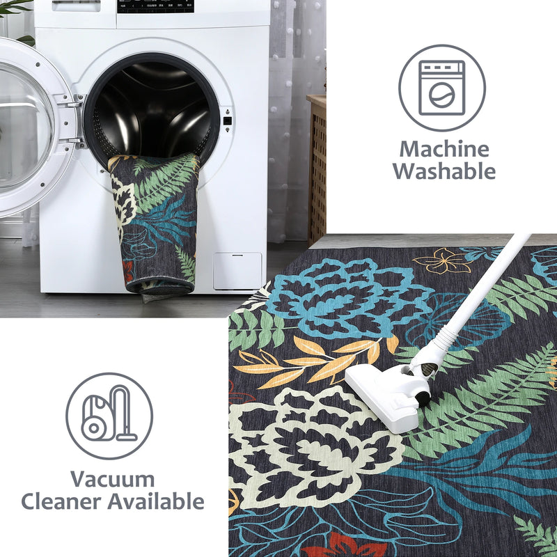 2x6ft Modern Floral Kitchen, Hallway Rug