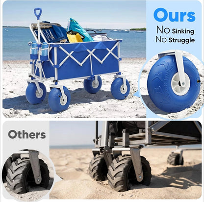 Heavy Duty Beach Wagon with 9" Big Sand-Proof Wheels