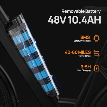 Peak 750W Electric Bike 26x2" Commuter Tires