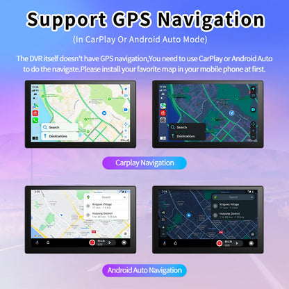 Wireless Carplay & Android Auto Dash Cam, Rearview Camera
