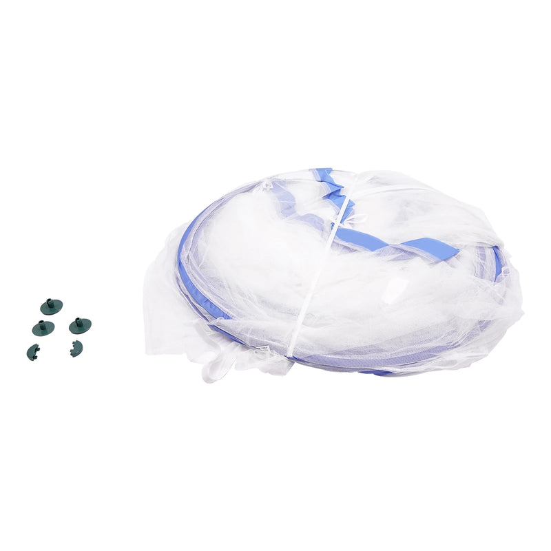 Mosquito Net Blue Bed Canopy 4-square Top Structure Fly Insect Mesh Repellent Protection w/ 3 Doors& 2 Zips Lightweight Bedding