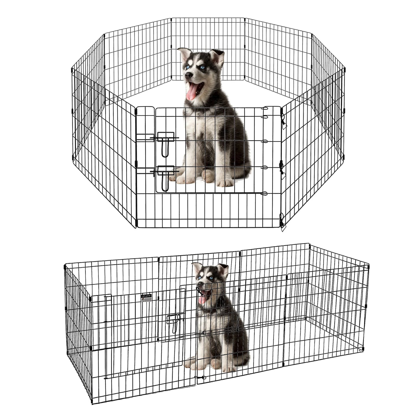 Sturdy Black Octagonal Metal Dog Playpen - 8 Panels ea. 
24" x 24" Panels to run along bottom of RV for no escape!