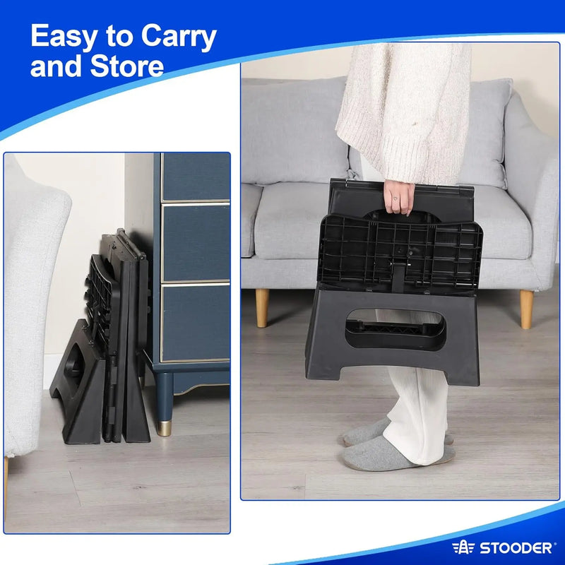 Folding 2-Step Stool, Anti-Slip Rubber Feet