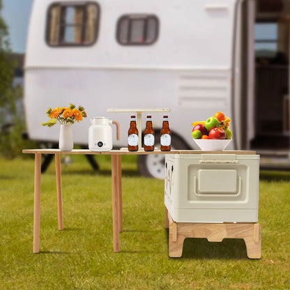 Outdoor Camping Storage Box and Folding Table with Light