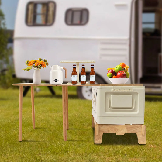 Outdoor Camping Storage Box and Folding Table with Light