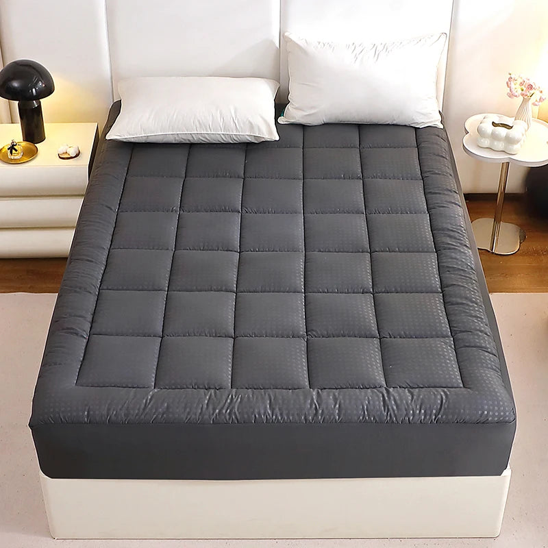 Dark Grey Quilted Mattress Pad