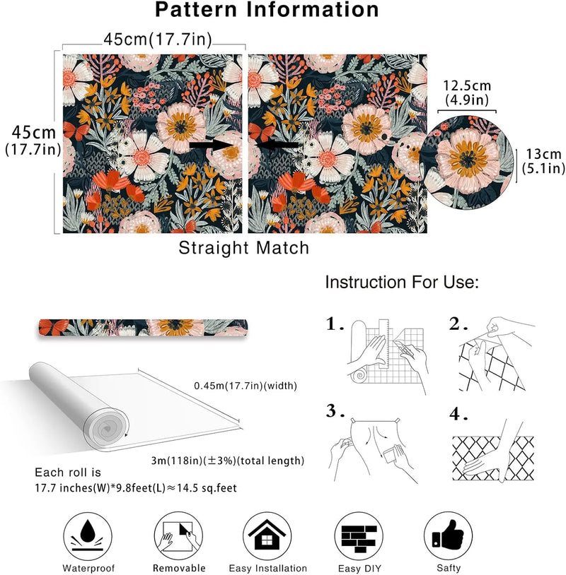 Boho Floral Peel and Stick Wallpaper