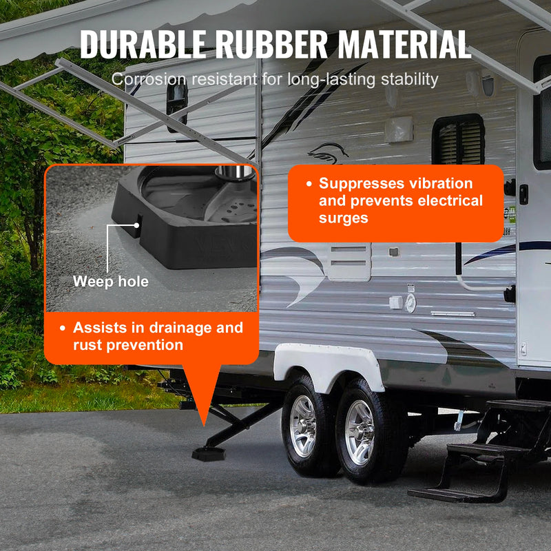 RV Rubber Leveling Pads - Landing Feet Permanently Attached to Jack Stabilizers