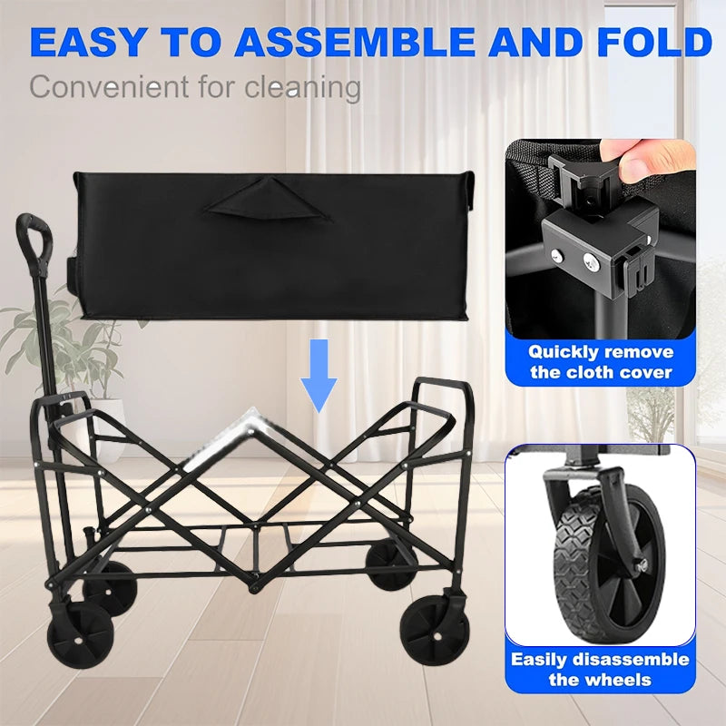 Large Capacity Portable, Foldable Cart on Wheels