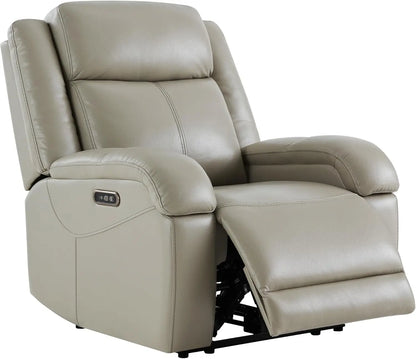 Genuine Leather RV Power Recliner, Wall Hugger, Charging Ports