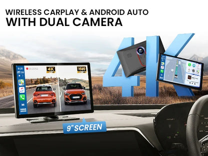 9-inch CarPlay 4K+1080P, 64GB memory