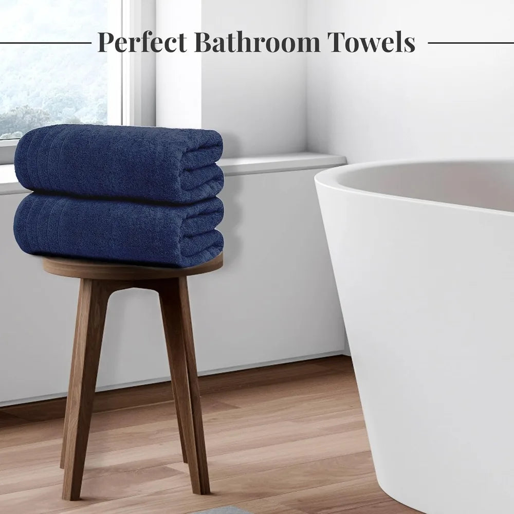 Navy Extra Large Bath Towels, Pack of 4 (30"x60")