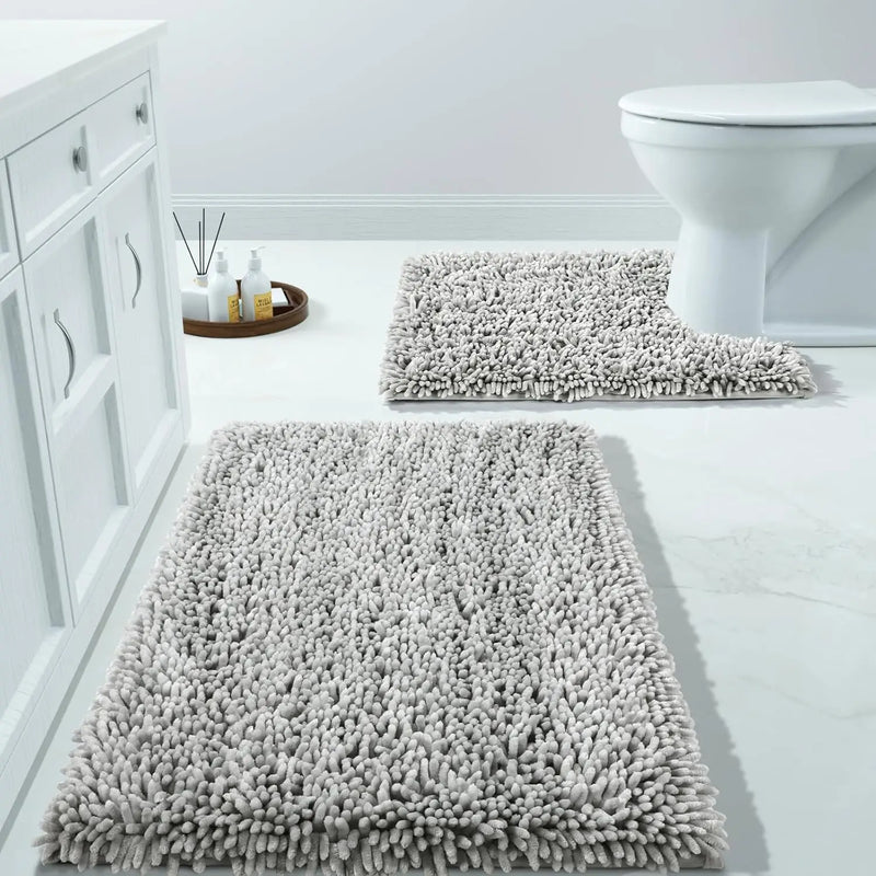 Luxury Shaggy Extra Thick Bathroom Rugs - 2 Piece Set