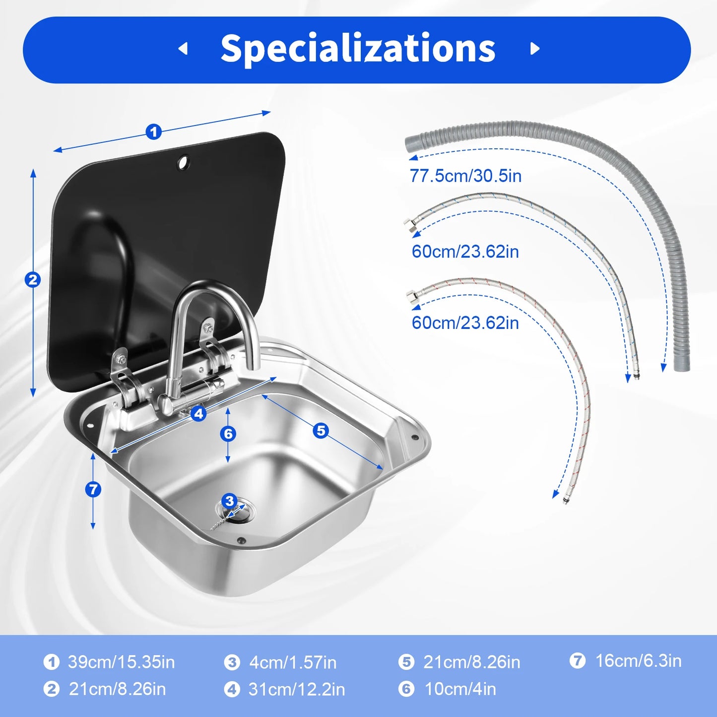 Steel RV Sink - Rectangular