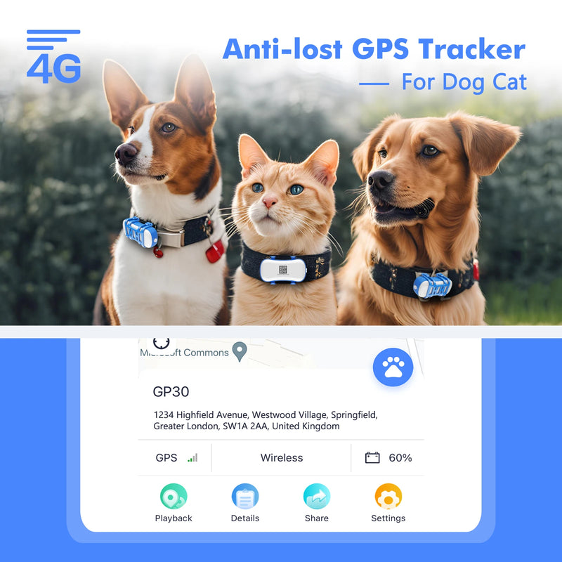 GPS Waterproof Tracker for Pets - Smart Locator with App