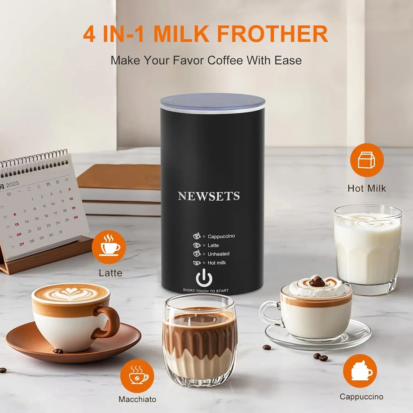 3 in 1 Single Serve Coffee Maker with Milk Frother