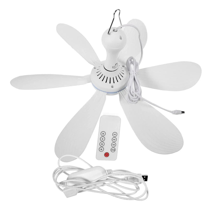 6-Blade Quiet USB Ceiling Fan (With or Without Remote)