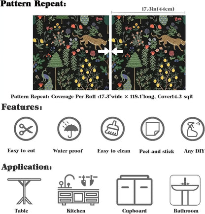 Vintage Black Peel and Vinyl Stick Wallpaper