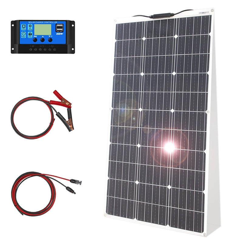 12V Flexible Waterproof Solar Panel Kit with Controller