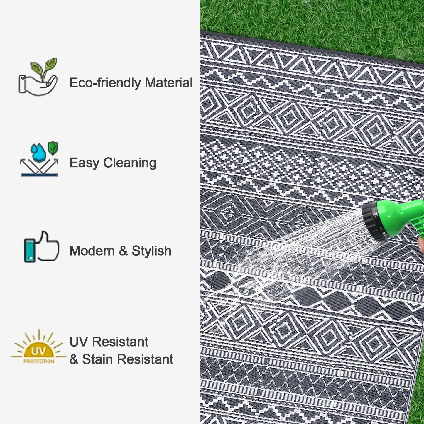 5x8 Outdoor Rug, Waterproof & Reversible