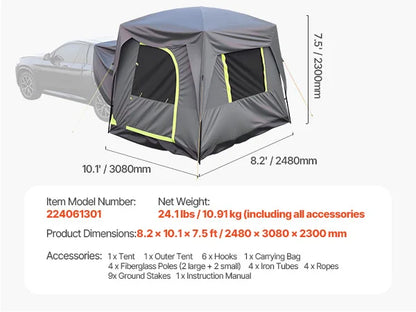 SUV Tent for Camping with Shade Awning and Mesh Windows