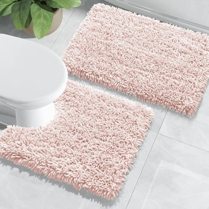 Luxury Shaggy Extra Thick Bathroom Rugs - 2 Piece Set
