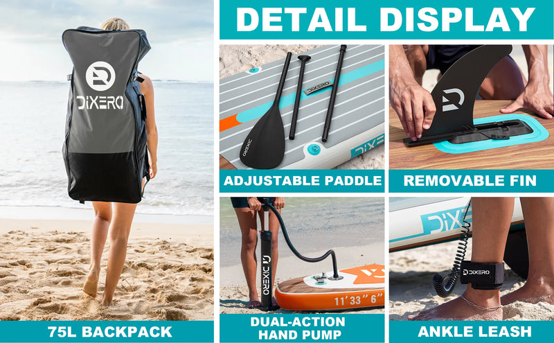 Waterproof Inflatable Paddle Board 11''x33''x6''