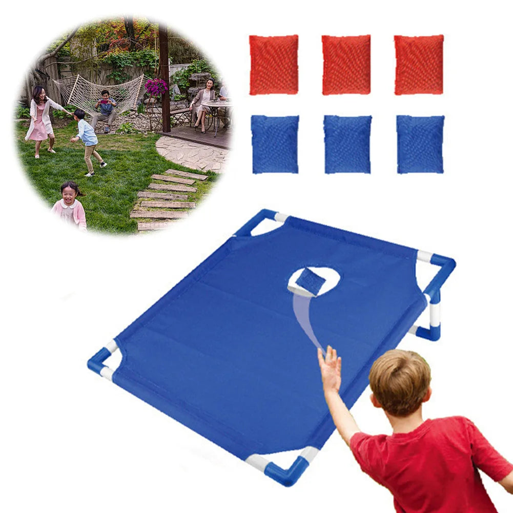 Portable Cornhole Board Set with 3 Red 3 Blue Bags