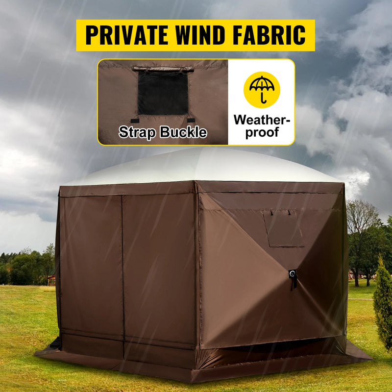 Pop-up Camping Gazebo 6-Sided, 12' x 12' / 10' x 10'