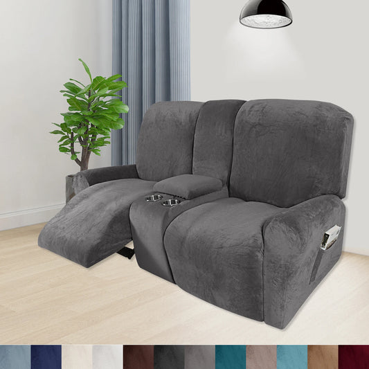 Recliner Loveseat Slipcovers with Cup Holder and Middle Console Cover