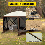 Pop-up Camping Gazebo 6-Sided, 12' x 12' / 10' x 10'