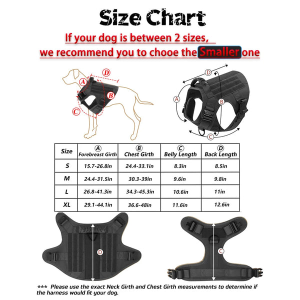 Tactical Dog Harness, Leash, Bags Set