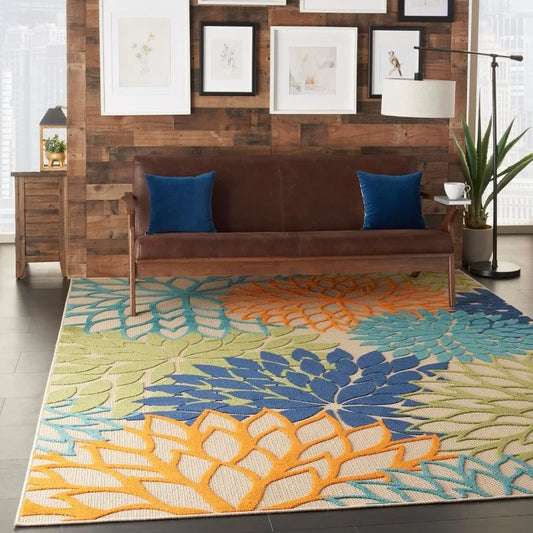 Indoor/Outdoor Multicolor 7' x 10' Area Rug (Black & White only)