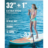 Waterproof Inflatable Paddle Board 11''x33''x6''