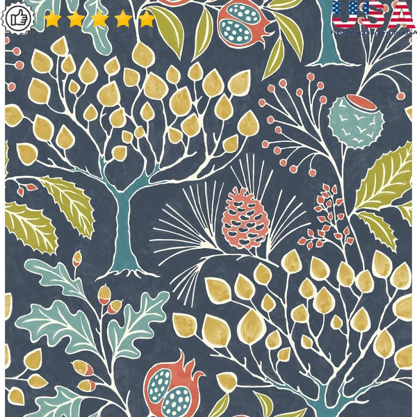 Multicolored Vintage Flora Peel and Stick Vinyl Wallpaper