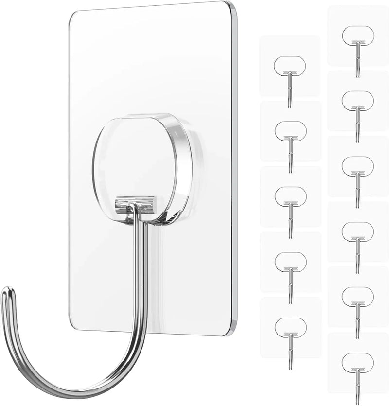 Large Adhesive Hooks for Hanging Heavy Duty Wall Hooks Self Adhesive Transparent Hook for Bathroom Shower Door