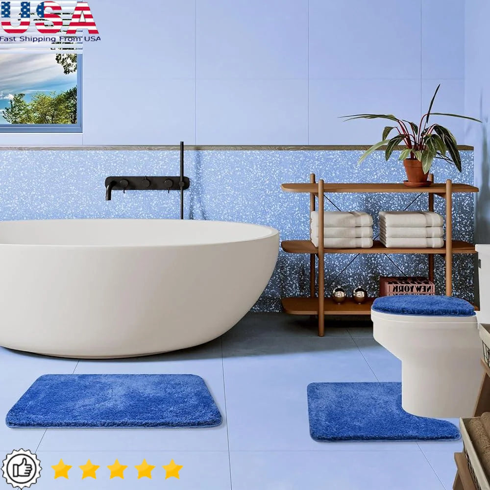 3 Piece Bathroom Rugs Set